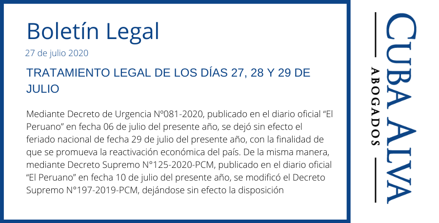 Boletín Legal - lunes 27 de julio 2020